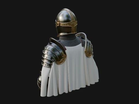 Crusader Knight Bust Statue Design 6 - 3D Print Model 3D Print Model