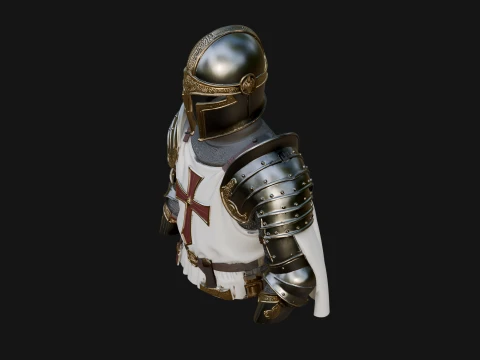 Crusader Knight Bust Statue Design 6 - 3D Print Model 3D Print Model