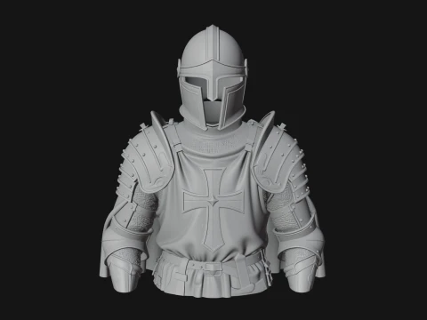 Crusader Knight Bust Statue Design 6 - 3D Print Model 3D Print Model