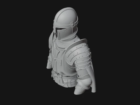 Crusader Knight Bust Statue Design 6 - 3D Print Model 3D Print Model