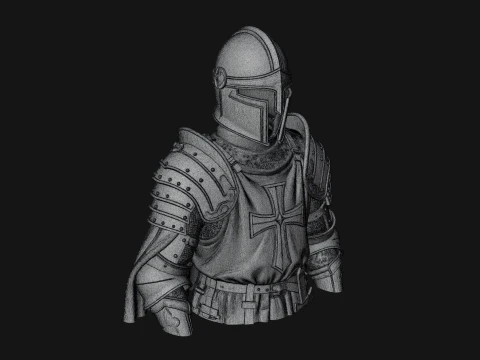 Crusader Knight Bust Statue Design 6 - 3D Print Model 3D Print Model