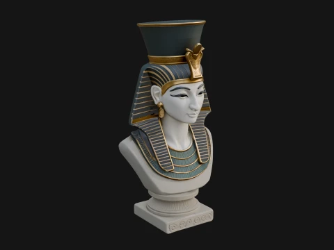 Egyptian Queen Bust Statue Design 4 - 3D Print Model 3D Print Model