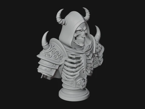 Hooded Skeleton Reaper Bust Statue Design 9 - 3D Print Model 3D Print Model