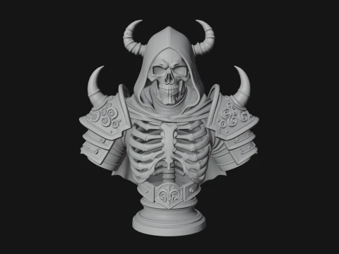 Hooded Skeleton Reaper Bust Statue Design 9 - 3D Print Model 3D Print Model
