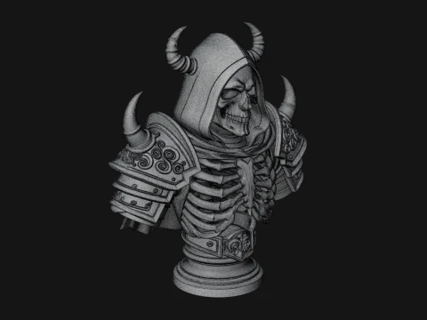 Hooded Skeleton Reaper Bust Statue Design 9 - 3D Print Model 3D Print Model