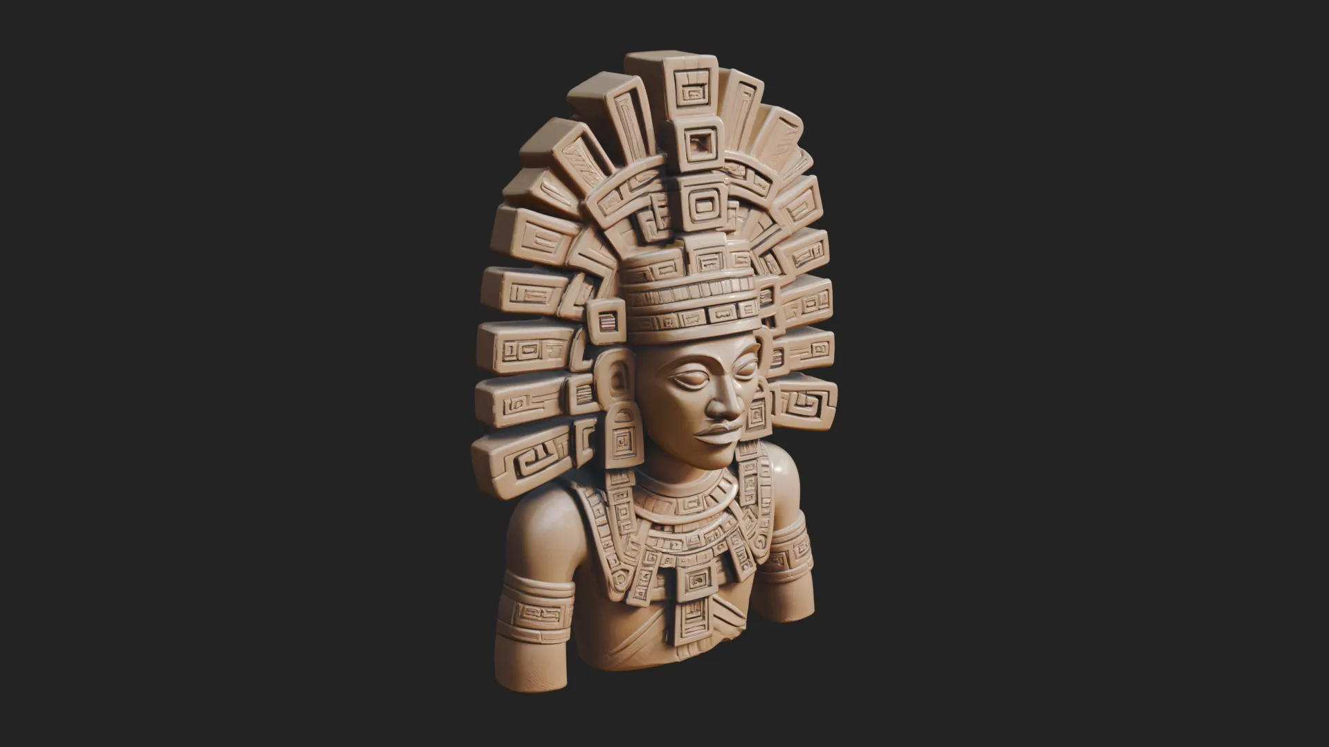 Aztec Warrior Bust Statue Design 3 - 3D Print Model 3D Print Model .c4d .max .obj .3ds .fbx .stl .blend 