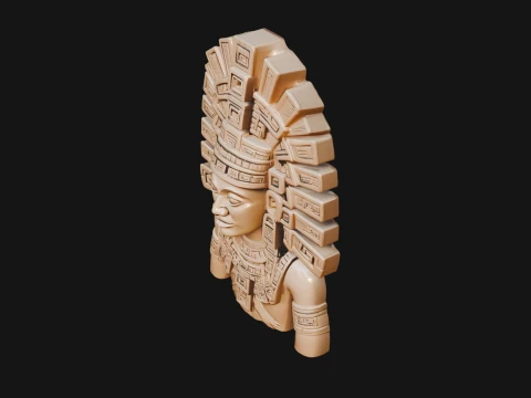 Aztec Warrior Bust Statue Design 3 - 3D Print Model 3D Print Model