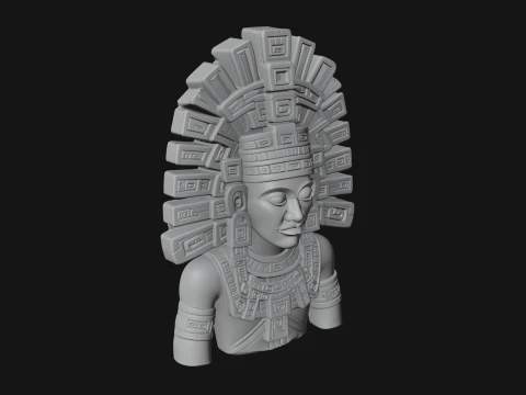 Aztec Warrior Bust Statue Design 3 - 3D Print Model 3D Print Model