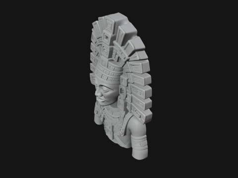 Aztec Warrior Bust Statue Design 3 - 3D Print Model 3D Print Model