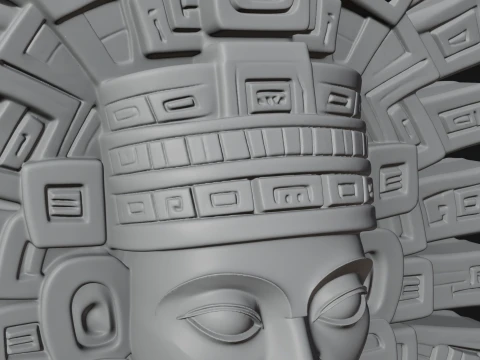 Aztec Warrior Bust Statue Design 3 - 3D Print Model 3D Print Model