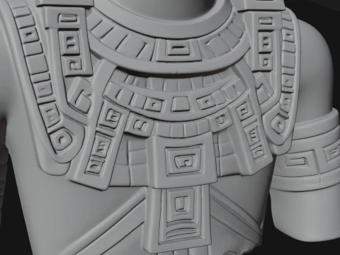 Aztec Warrior Bust Statue Design 3 - 3D Print Model 3D Print Model