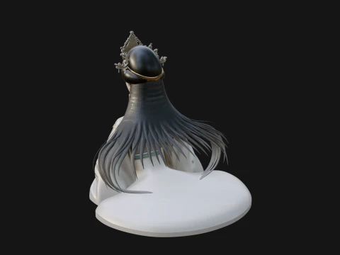 Crowned Chinese Woman Bust Statue Design 3 - 3D Print Model 3D Print Model