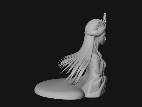 Crowned Chinese Woman Bust Statue Design 3 - 3D Print Model 3D Print Model
