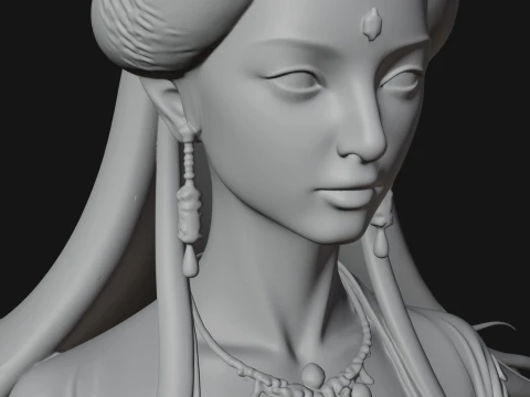 Crowned Chinese Woman Bust Statue Design 3 - 3D Print Model 3D Print Model