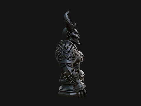 Horned Demon Warrior Bust Statue Design 3 - 3D Print Model 3D Print Model