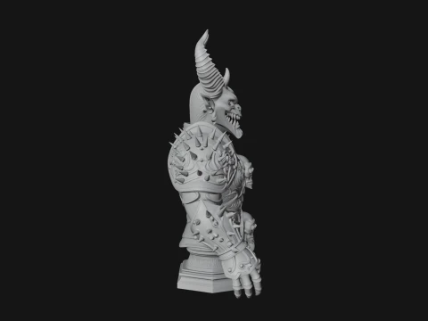 Horned Demon Warrior Bust Statue Design 3 - 3D Print Model 3D Print Model