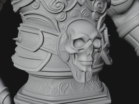 Horned Demon Warrior Bust Statue Design 3 - 3D Print Model 3D Print Model