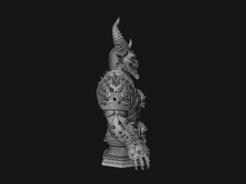 Horned Demon Warrior Bust Statue Design 3 - 3D Print Model 3D Print Model