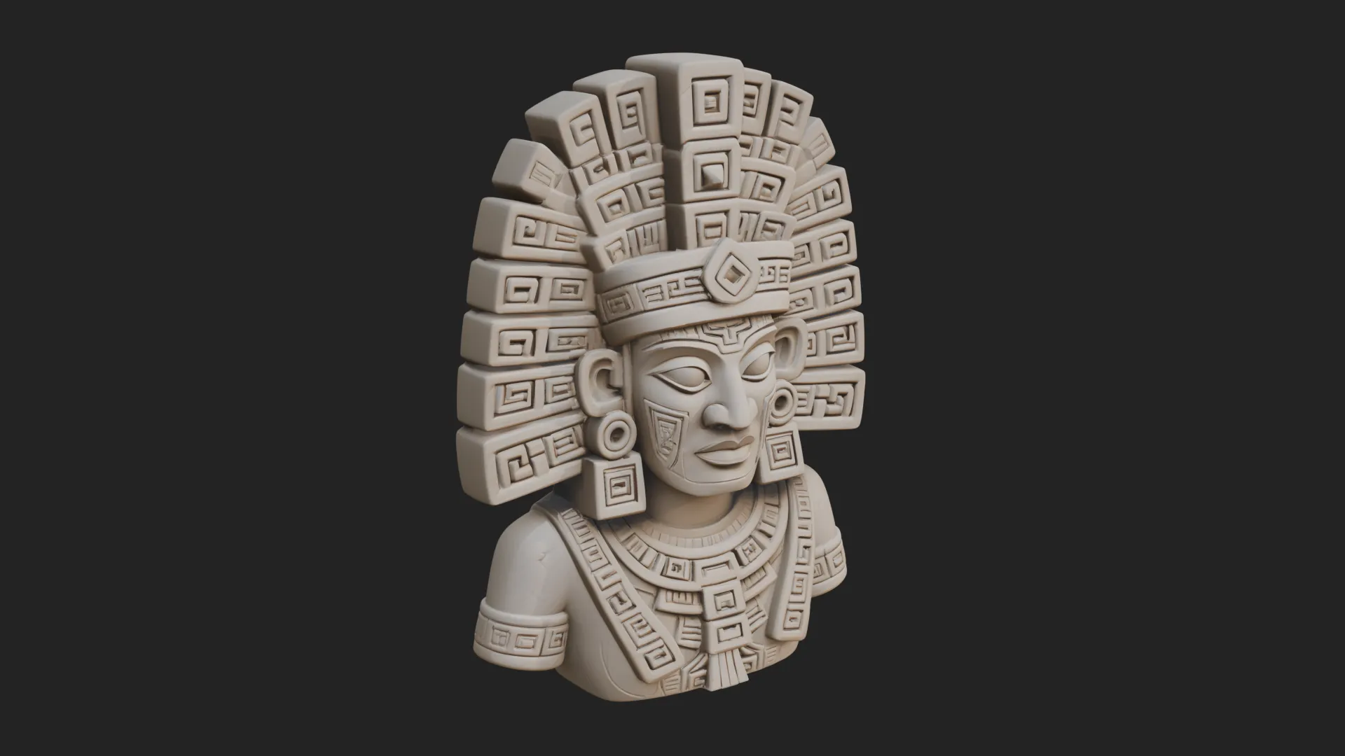 Aztec Warrior Bust Statue Design 4 - 3D Print Model 3D Print Model .c4d .max .obj .3ds .fbx .stl .blend 