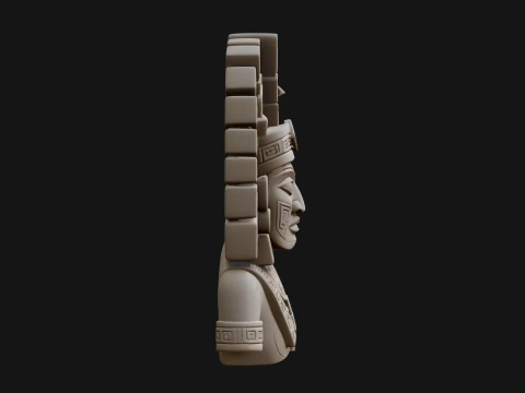 Aztec Warrior Bust Statue Design 4 - 3D Print Model 3D Print Model