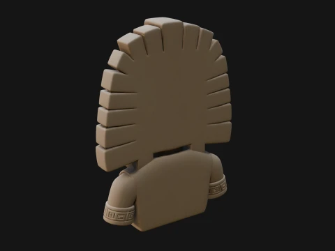 Aztec Warrior Bust Statue Design 4 - 3D Print Model 3D Print Model