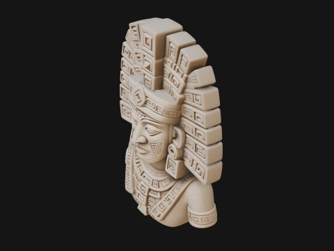 Aztec Warrior Bust Statue Design 4 - 3D Print Model 3D Print Model