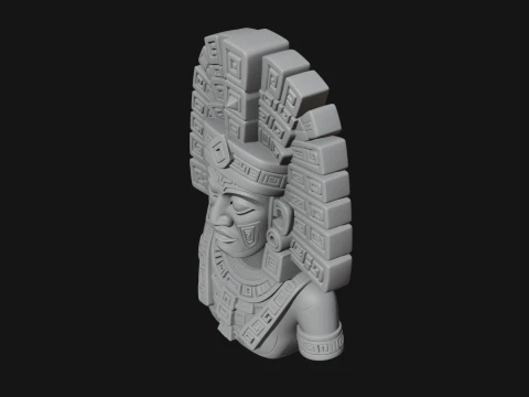 Aztec Warrior Bust Statue Design 4 - 3D Print Model 3D Print Model
