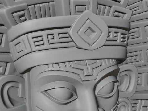 Aztec Warrior Bust Statue Design 4 - 3D Print Model 3D Print Model