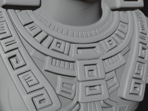 Aztec Warrior Bust Statue Design 4 - 3D Print Model 3D Print Model