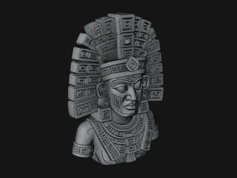Aztec Warrior Bust Statue Design 4 - 3D Print Model 3D Print Model