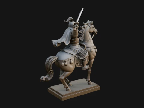 Mounted Asian Warrior Statue Design 3 - 3D Print Model 3D Print Model