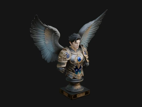 Winged Angel Man Bust Statue Design 2 - 3D Print Model 3D Print Model