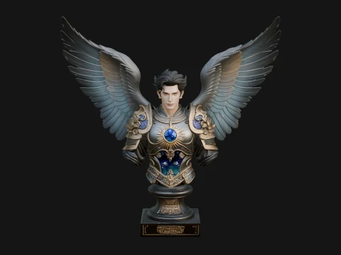 Winged Angel Man Bust Statue Design 2 - 3D Print Model 3D Print Model