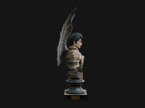 Winged Angel Man Bust Statue Design 2 - 3D Print Model 3D Print Model