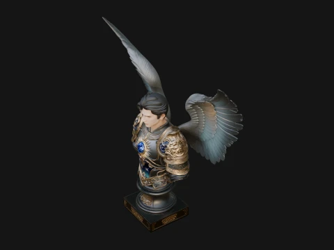 Winged Angel Man Bust Statue Design 2 - 3D Print Model 3D Print Model