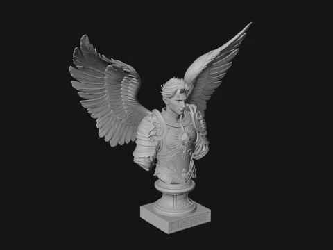 Winged Angel Man Bust Statue Design 2 - 3D Print Model 3D Print Model