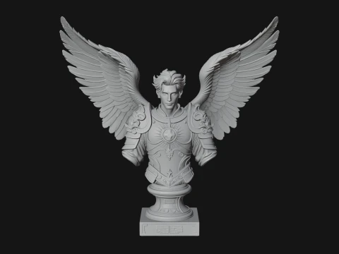 Winged Angel Man Bust Statue Design 2 - 3D Print Model 3D Print Model