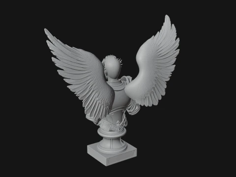 Winged Angel Man Bust Statue Design 2 - 3D Print Model 3D Print Model