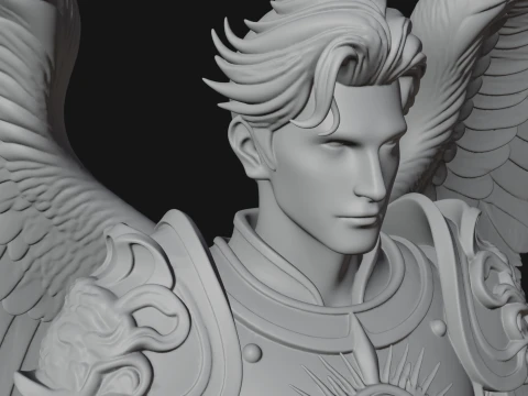 Winged Angel Man Bust Statue Design 2 - 3D Print Model 3D Print Model