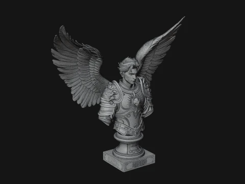 Winged Angel Man Bust Statue Design 2 - 3D Print Model 3D Print Model