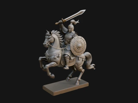 Mounted Asian Warrior Statue Design 4 - 3D Print Model 3D Print Model