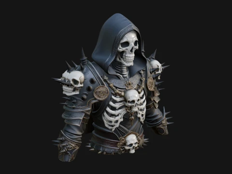Hooded Skeleton Reaper Bust Statue Design 10 - 3D Print Model 3D Print Model