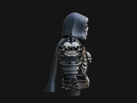 Hooded Skeleton Reaper Bust Statue Design 10 - 3D Print Model 3D Print Model