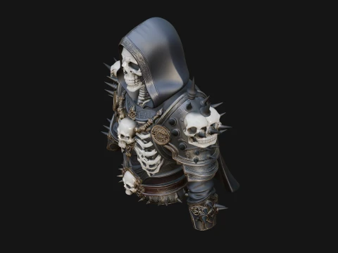 Hooded Skeleton Reaper Bust Statue Design 10 - 3D Print Model 3D Print Model