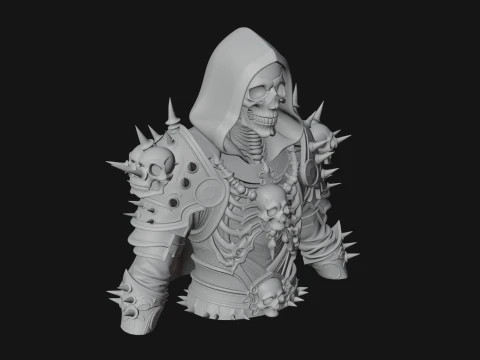 Hooded Skeleton Reaper Bust Statue Design 10 - 3D Print Model 3D Print Model