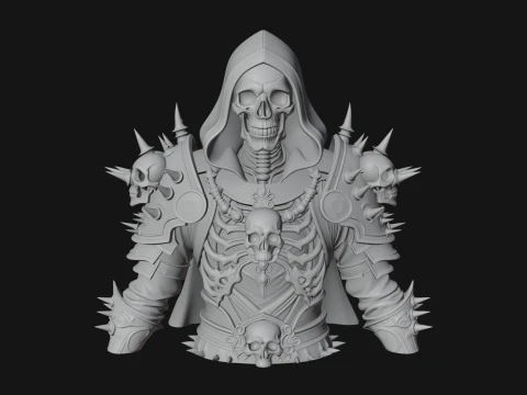 Hooded Skeleton Reaper Bust Statue Design 10 - 3D Print Model 3D Print Model