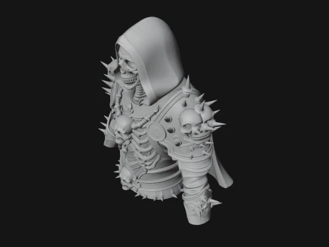 Hooded Skeleton Reaper Bust Statue Design 10 - 3D Print Model 3D Print Model
