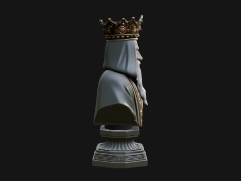 Crowned Hooded Sage Bust Statue Design 4 - 3D Print Model 3D Print Model
