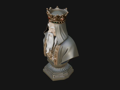 Crowned Hooded Sage Bust Statue Design 4 - 3D Print Model 3D Print Model