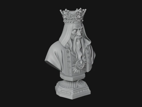 Crowned Hooded Sage Bust Statue Design 4 - 3D Print Model 3D Print Model
